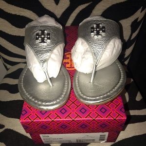 Tory Burch Silver Judy Thong Sandal, Size 11